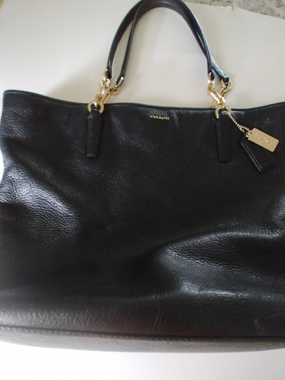 Coach Black Leather Madison Shoulder Tote with Gold Hardware - Picture 5 of 14